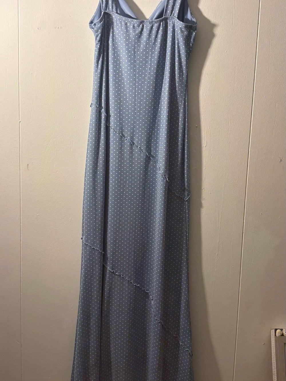 See You Monday Light Blue Polka Dot Maxi Dress with Tie Front - Picture 3 of 6